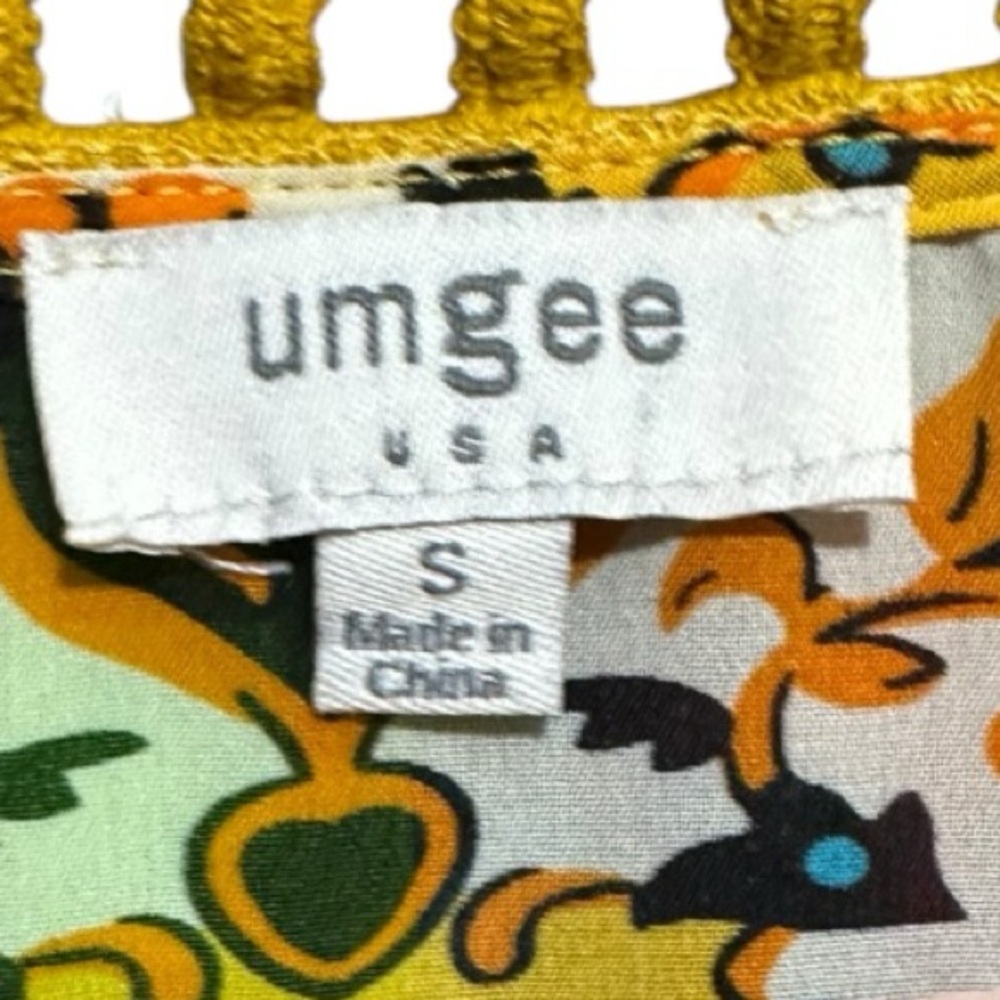 UMGEE Yellow Bohemian V-Neck Printed Dress Size S - Picture 8 of 8